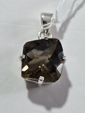 Sterling Silver Smoky Quartz Pendant - Elegant Brown Gemstone